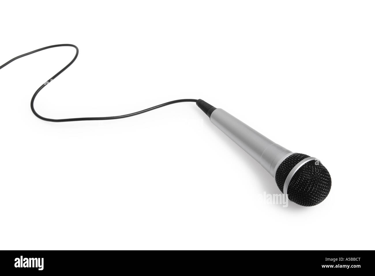Coupure du microphone sur fond blanc Banque D'Images