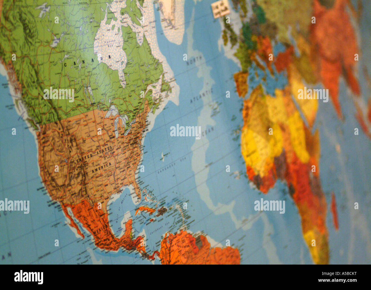 Close-up of world map. Banque D'Images