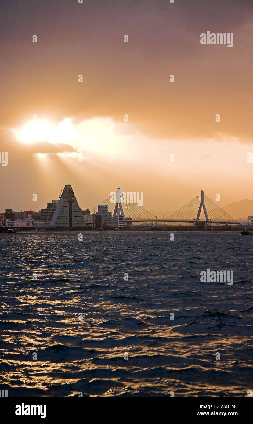 L'horizon d'Aomori, la lumière du soleil du soir Banque D'Images