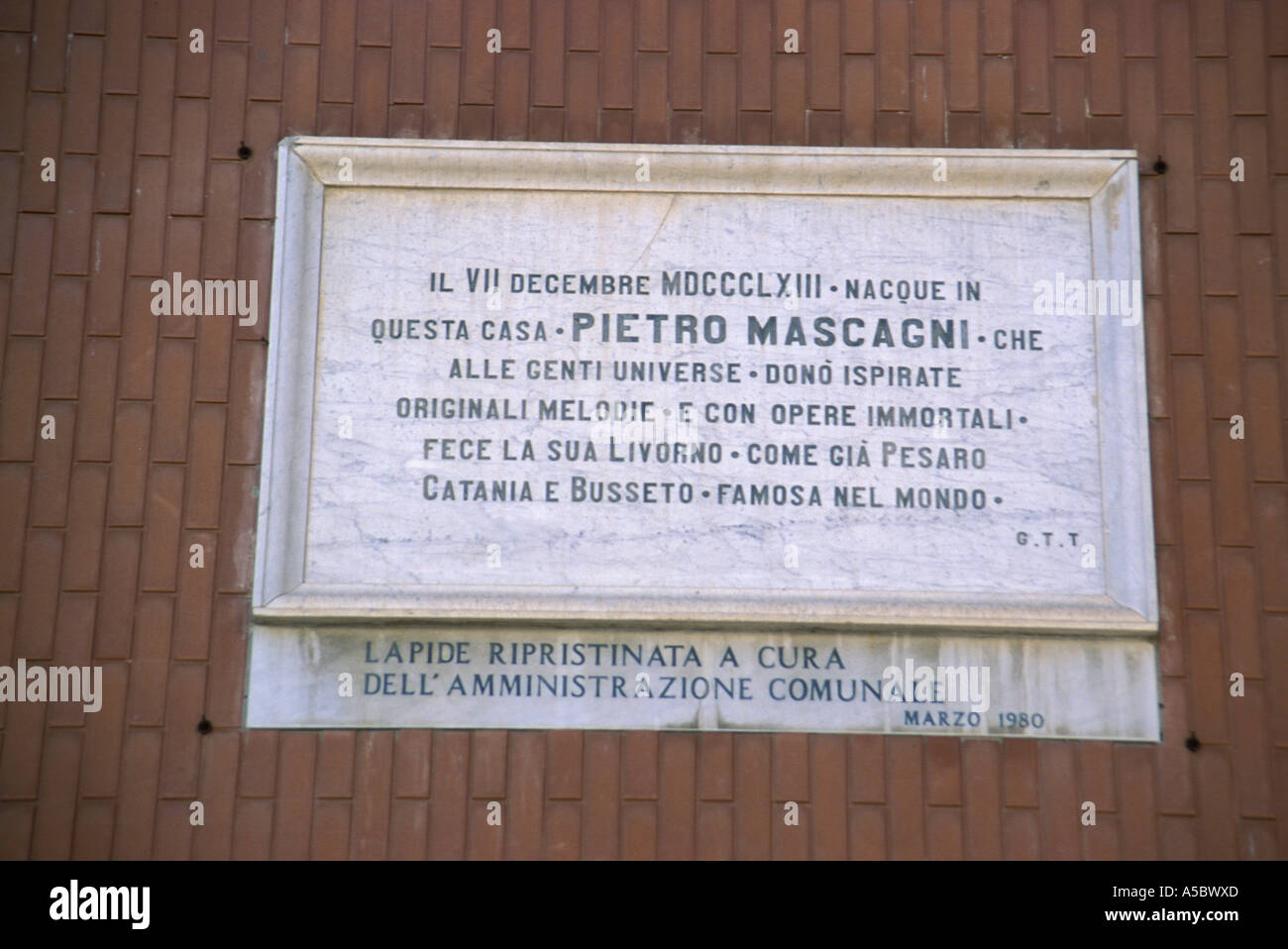 Pietro Mascagni accueil Livourne Toscane Italie Banque D'Images