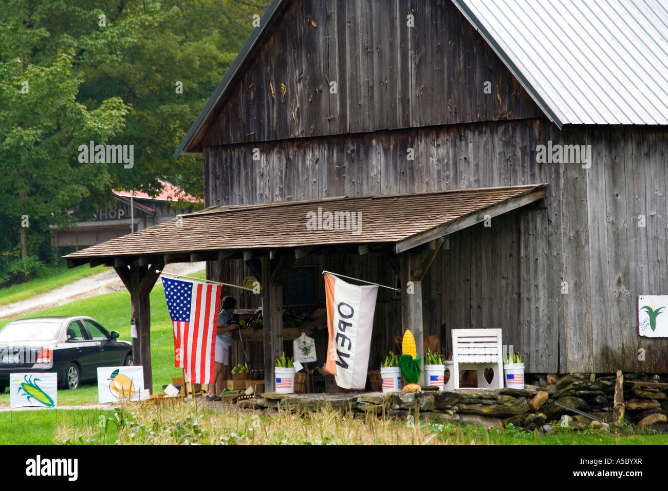 Country Store Marché fermier en bordure de la Nouvelle Angleterre rurale est des États-Unis Banque D'Images