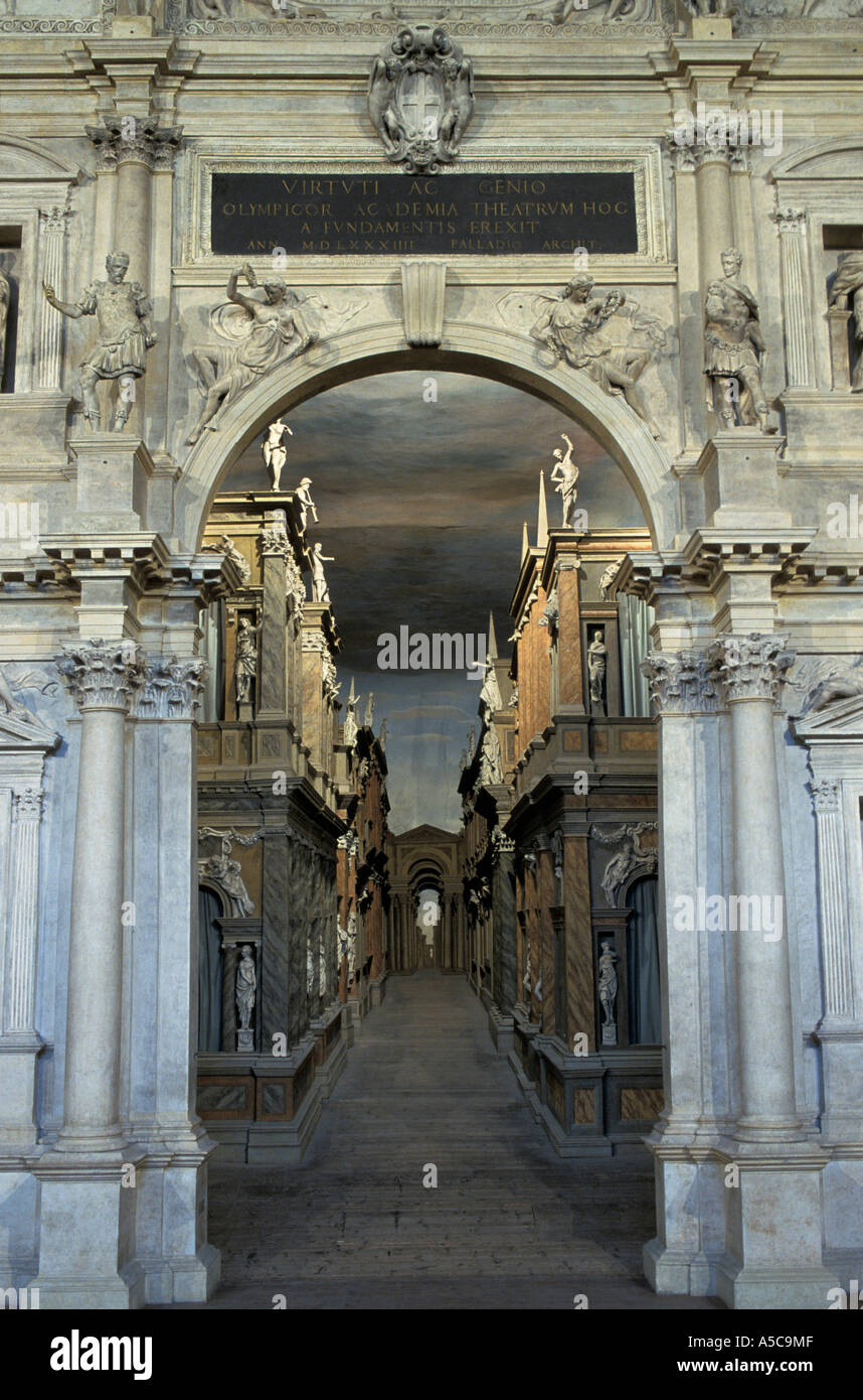 Teatro Olimpico Andrea Palladio oeuvre d'art Vicenza Veneto Italie Banque D'Images