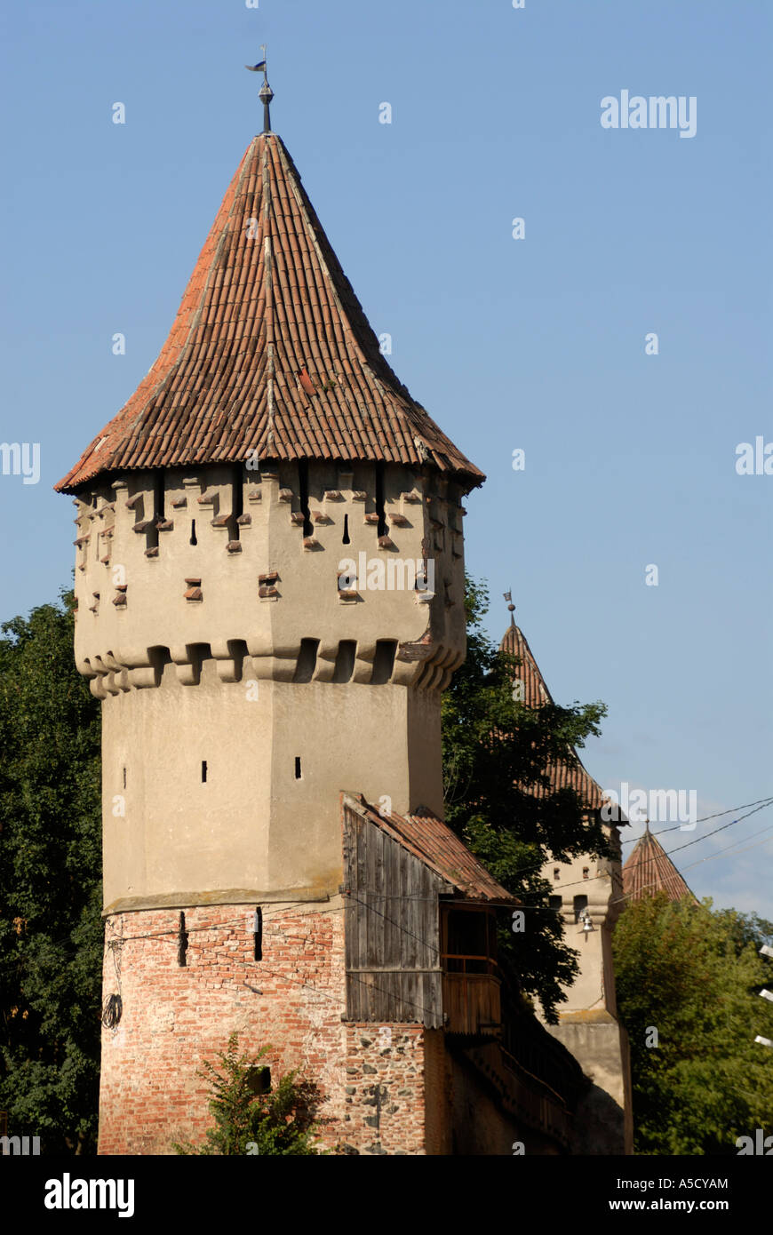 Roumanie Sibiu. Capitale européenne de la Culture 2007. Remparts de la ville. Caprenters tower. Banque D'Images