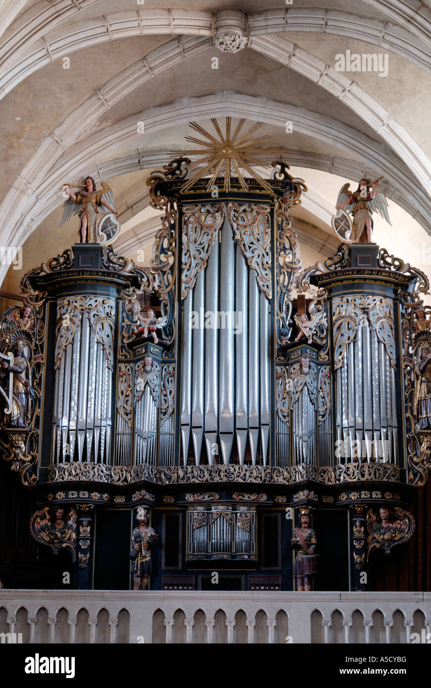 Roumanie Sibiu. (Biserica Evanghelica Cathédrale évangélique) orgue à tuyaux. Banque D'Images