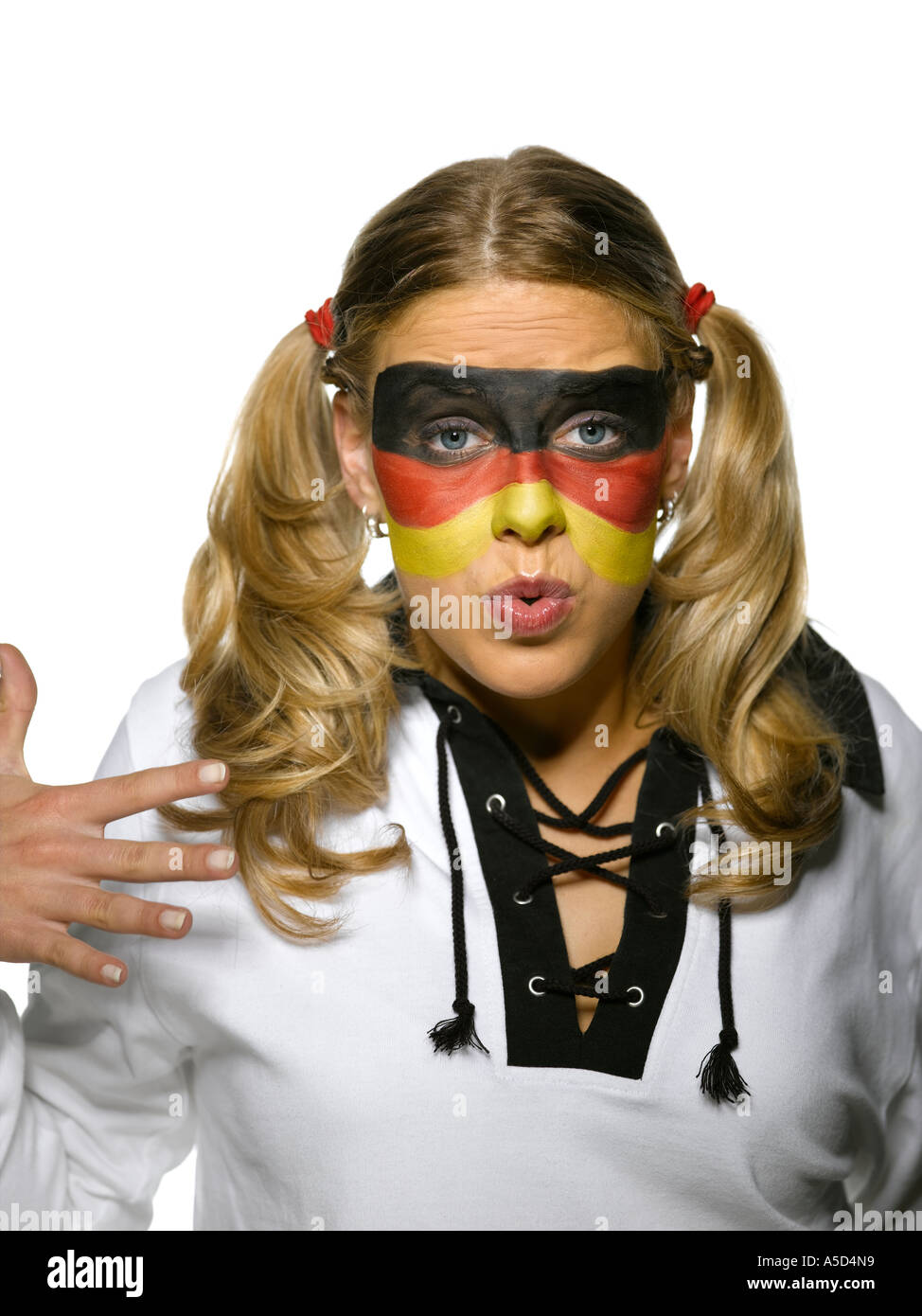 Fan de football féminin allemand, close-up Banque D'Images
