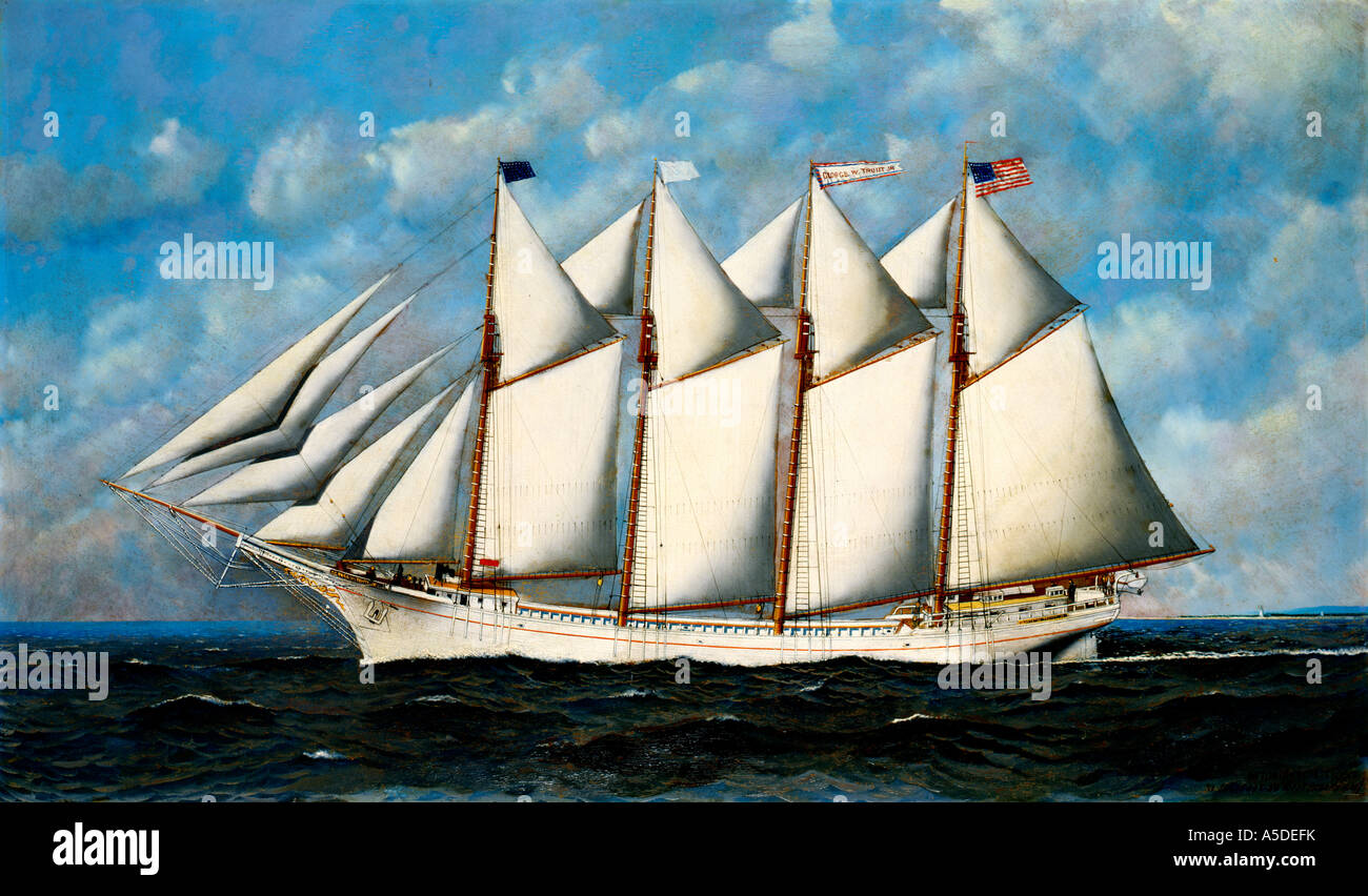 Peinture d'un voilier en mer Banque D'Images