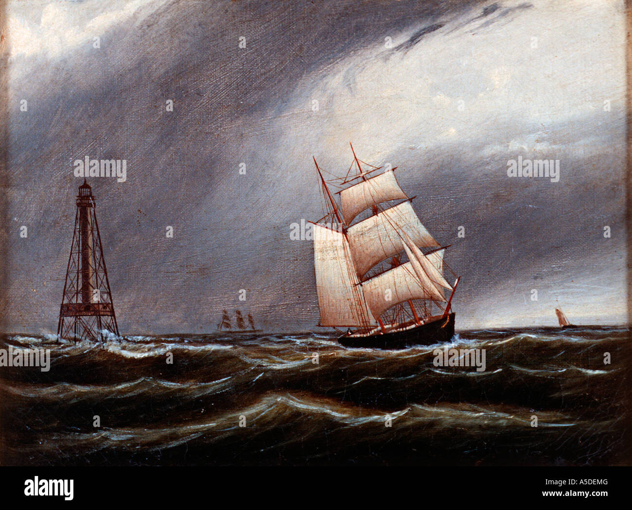 Peinture de navigation des navires en mer tour Banque D'Images