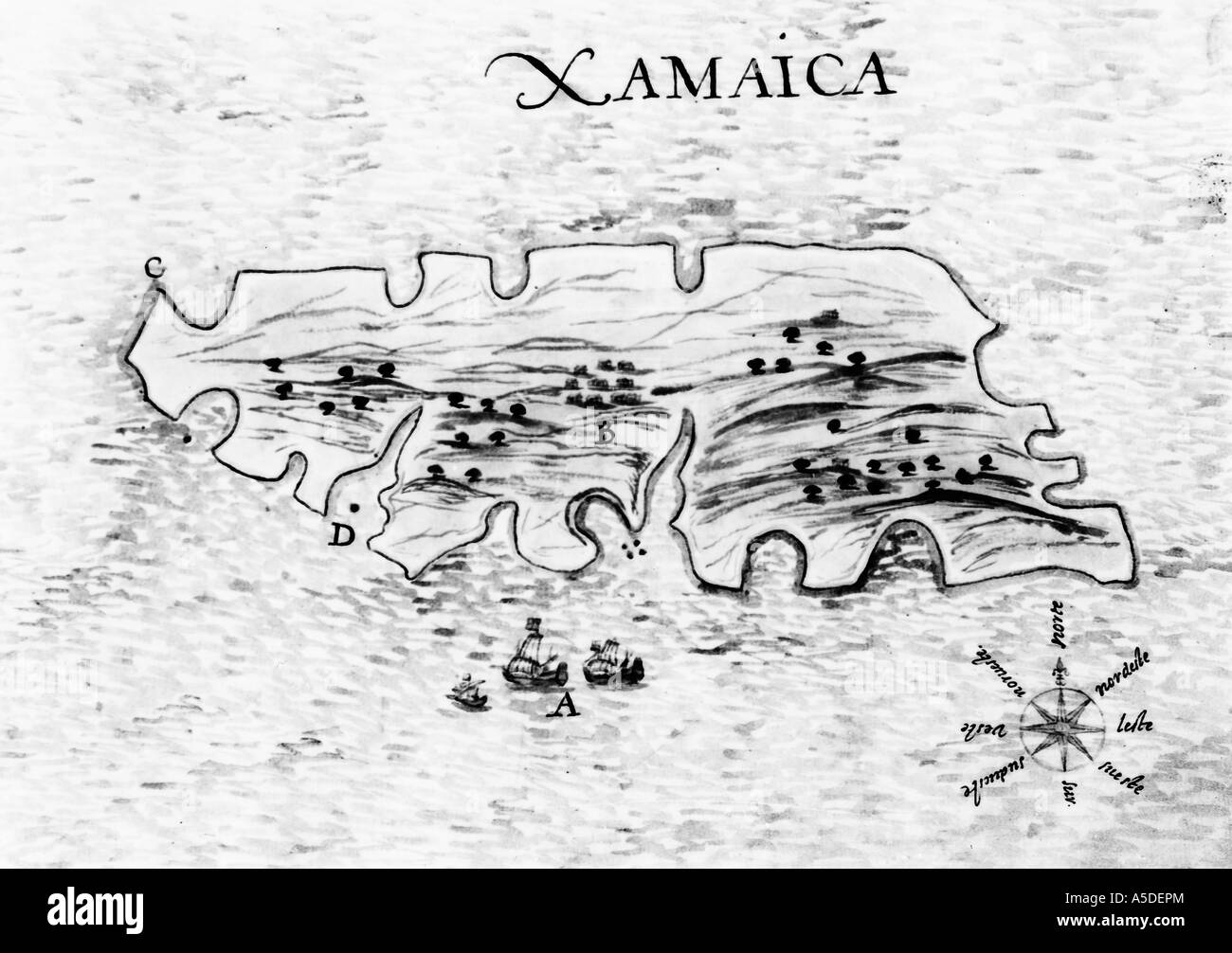 Carte historique de la Jamaïque Banque D'Images