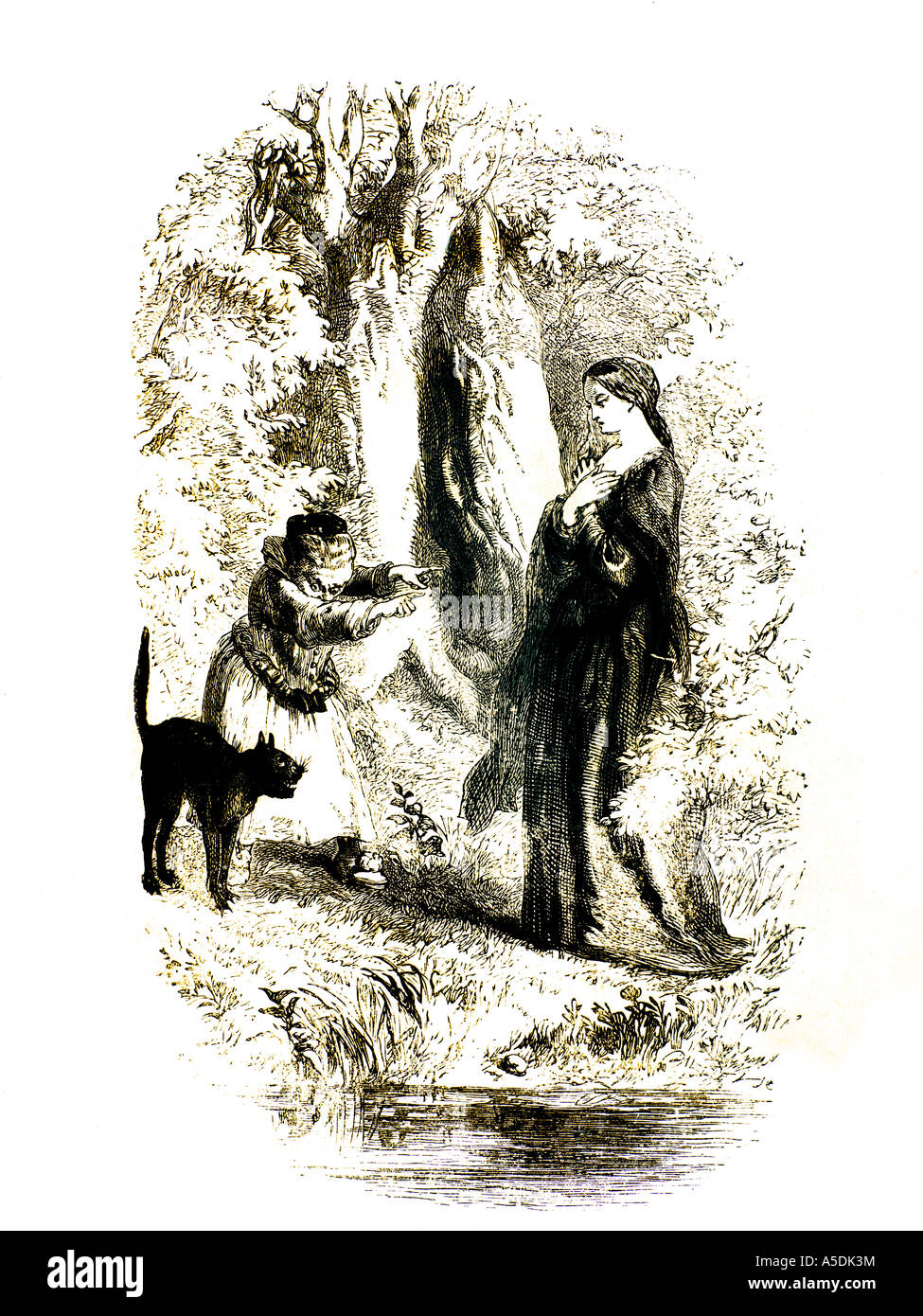 Alison défie Jenny de Lancashire Witches William Harrison Ainsworth 3e Edition 1854 illustrations de Sir John Gilbert basées sur le Sorcières à balancier Banque D'Images