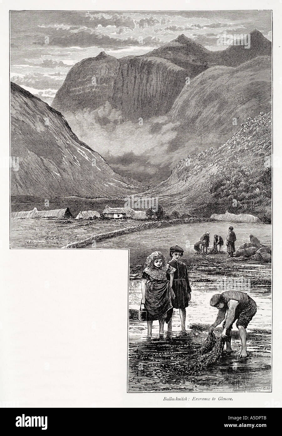 Ballachulish crofter glencoe house cottage noir domaine chaume valley mountain Ecosse Écosse Scottish UK GB Royaume-Uni Grand Banque D'Images