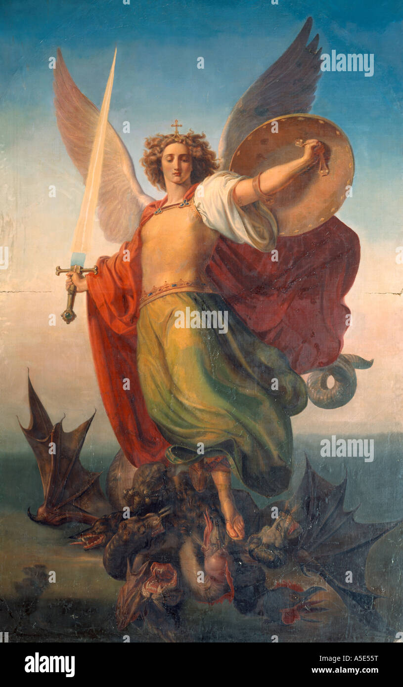 Köln, Saint Aposteln, Erzengel Michael von Otto Mengelberg Banque D'Images
