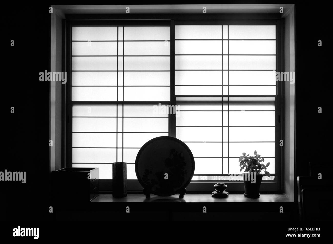 Silhouette d'une fenêtre japonais Banque D'Images