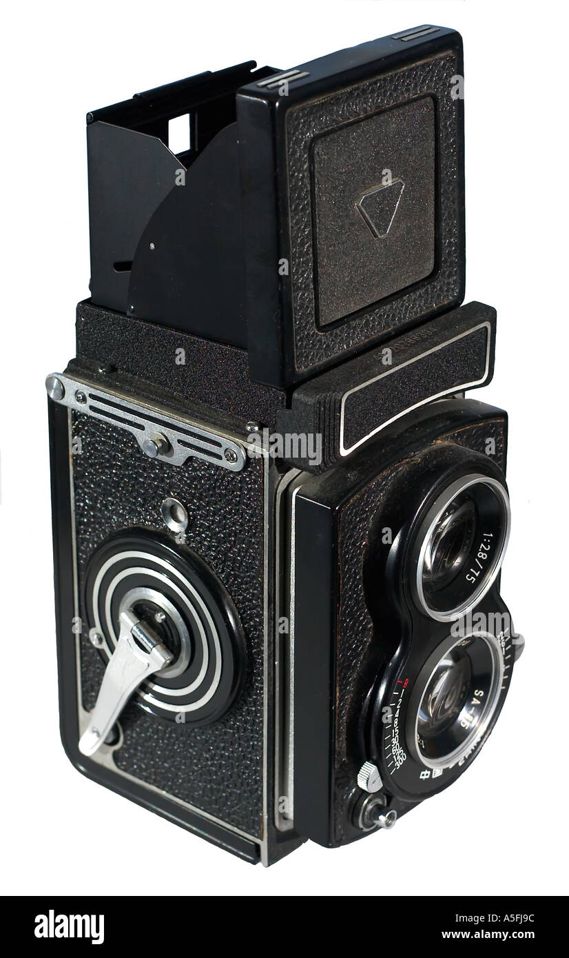 Old fashioned twin lens reflex TLR caméra Banque D'Images