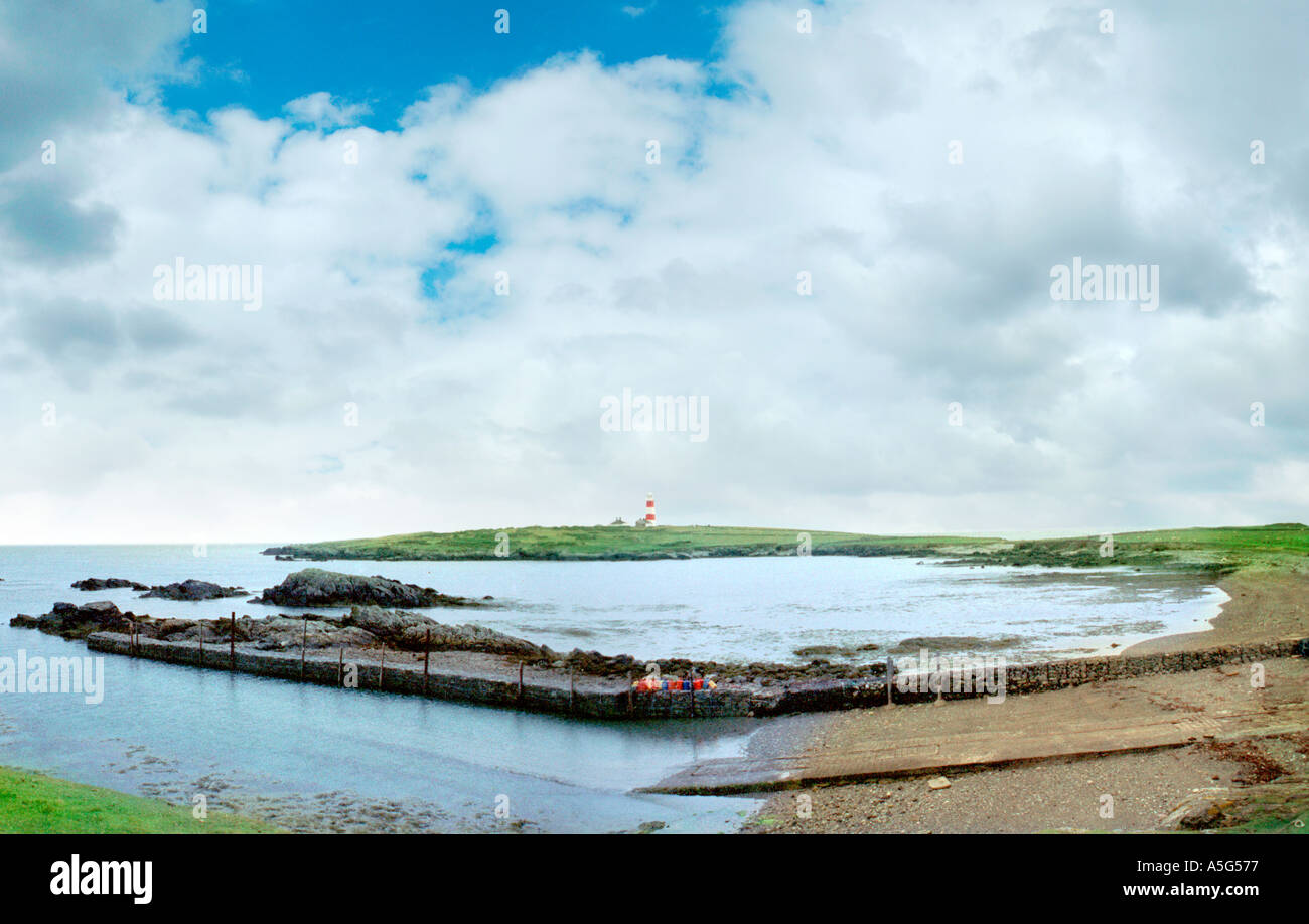 Bardsey island Port la Baie de Cardigan au Pays de Galles U K Ynys Enlli Péninsule Europe Llyen remote refuge pèlerin vingt mille saints JE Banque D'Images