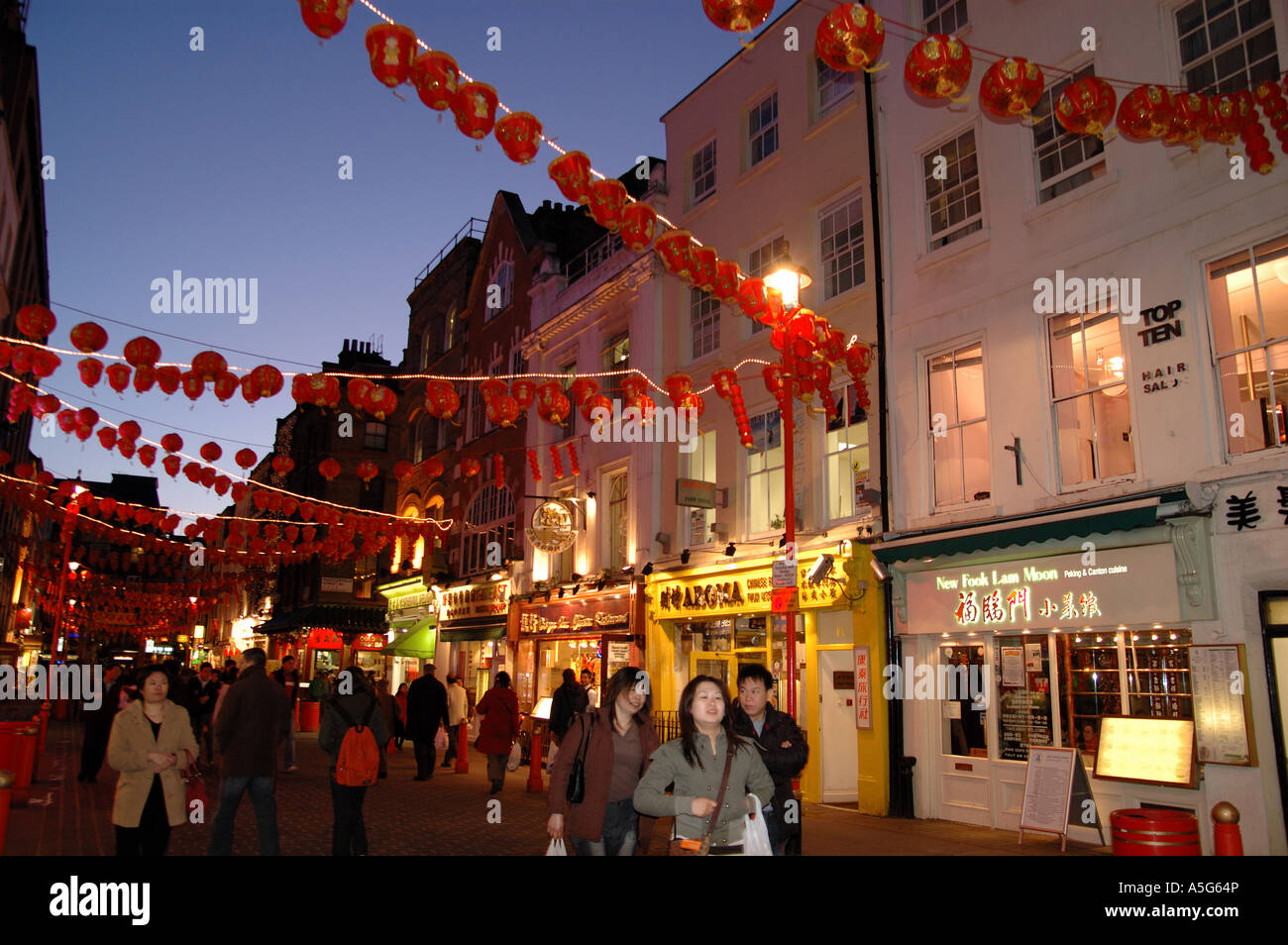 Chinatown de Londres avec des Lanternes du festival de nuit Banque D'Images