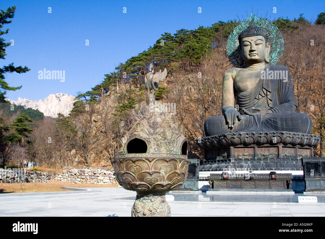 Une énorme statue de Bouddha de la Corée du Sud Le Parc National de Seoraksan Banque D'Images
