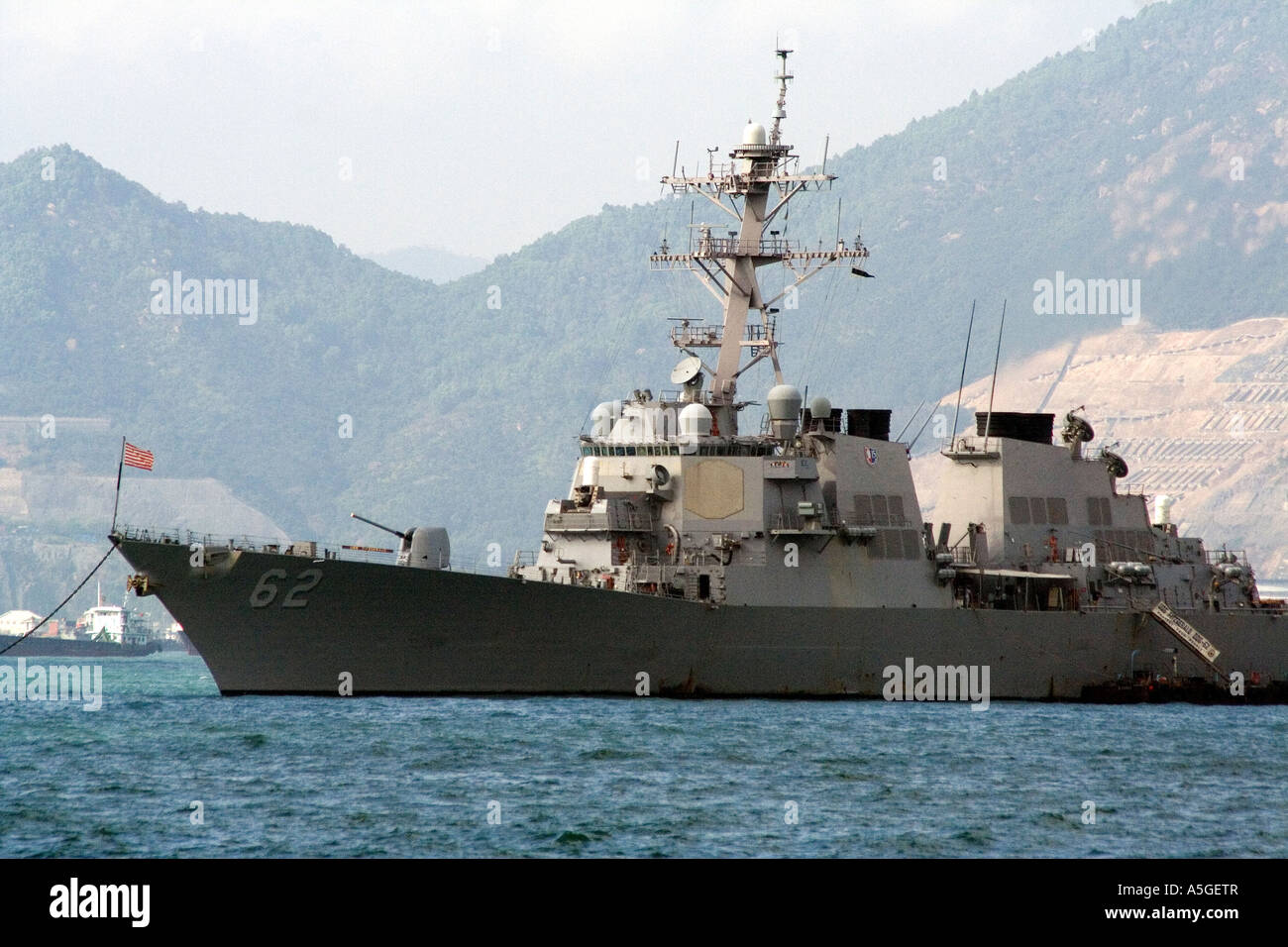 USS Chancellorsville CG 62, United States Navy Ship in Port Hong Kong 2006 Banque D'Images