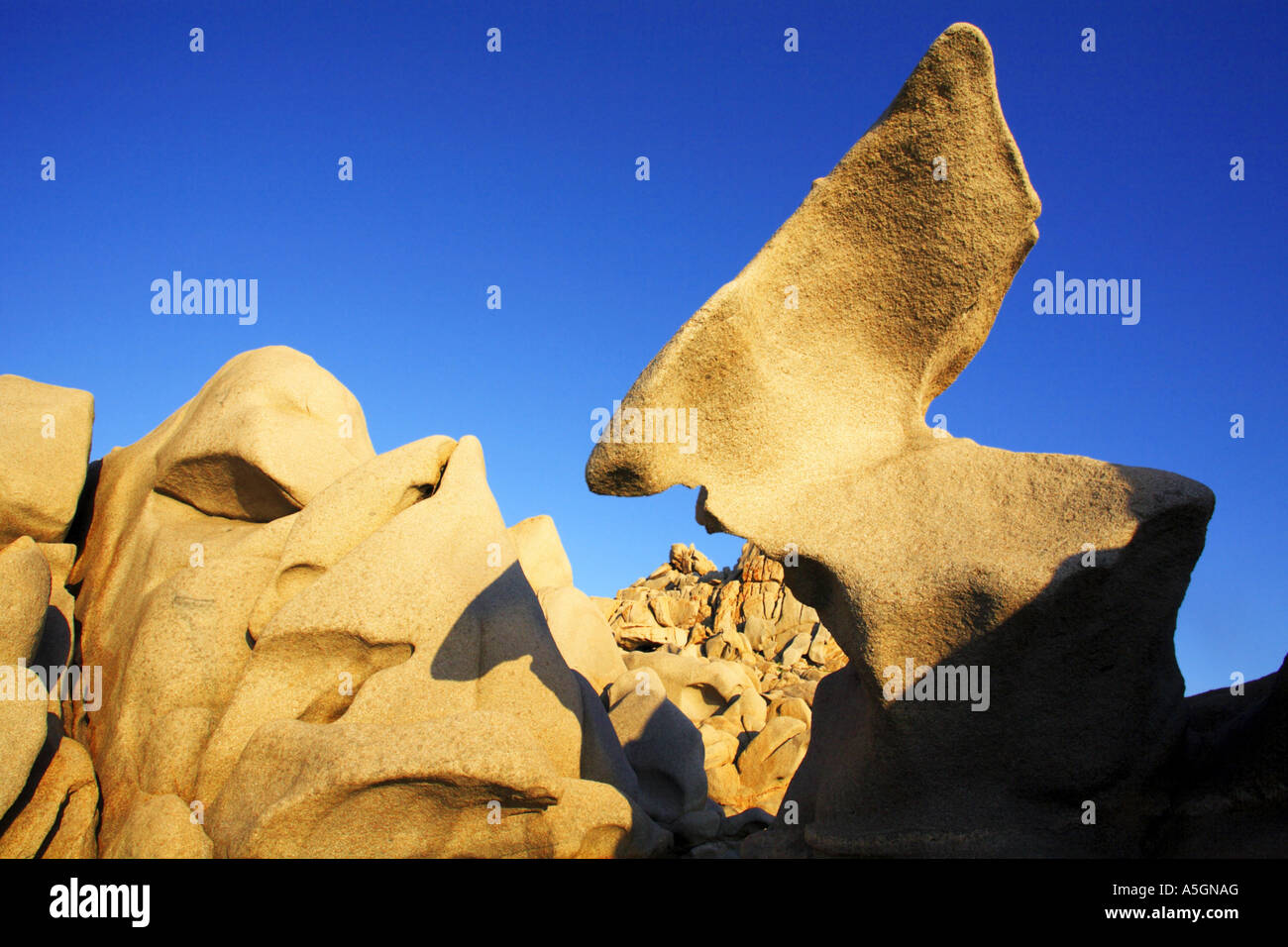Les roches de granit, Italie, Sardaigne, Capo Testa Banque D'Images