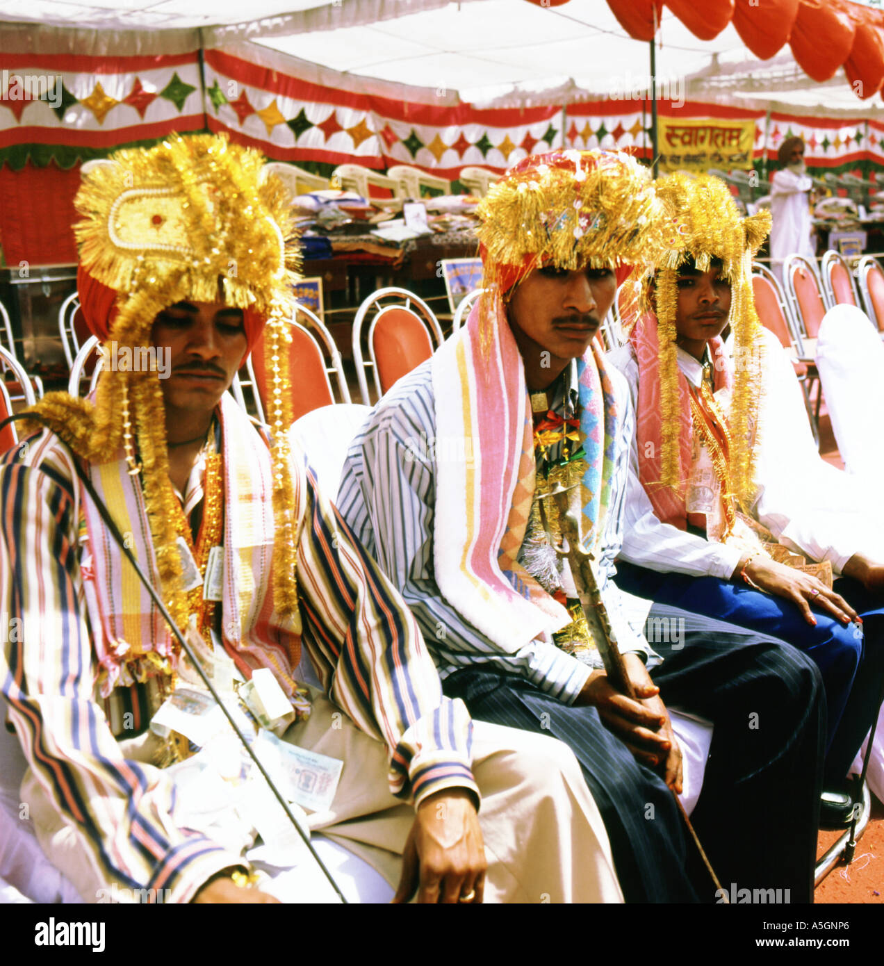 Le marié à un mariage indien Banque D'Images