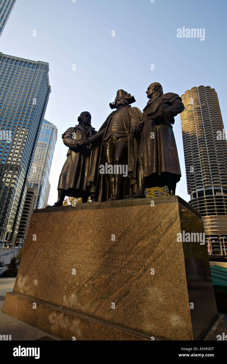 Chicago Illinois Lorado Taft sculpture un Monument de Chicago à George Washington Robert Morris et Haym Solomon Banque D'Images