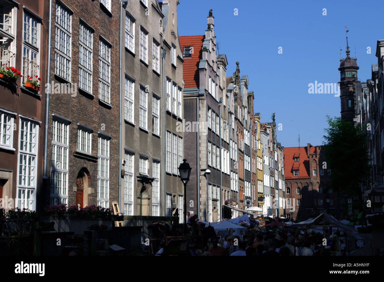 Marché longtemps (rue Dluga) Gdansk, Pologne Banque D'Images