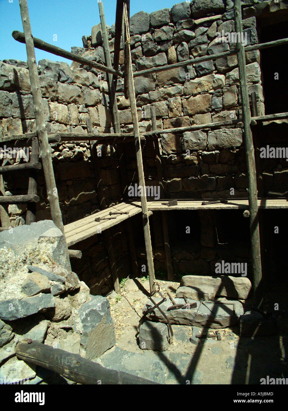 Les ruines de l'ancienne colonie juive à Katzrin Banque D'Images