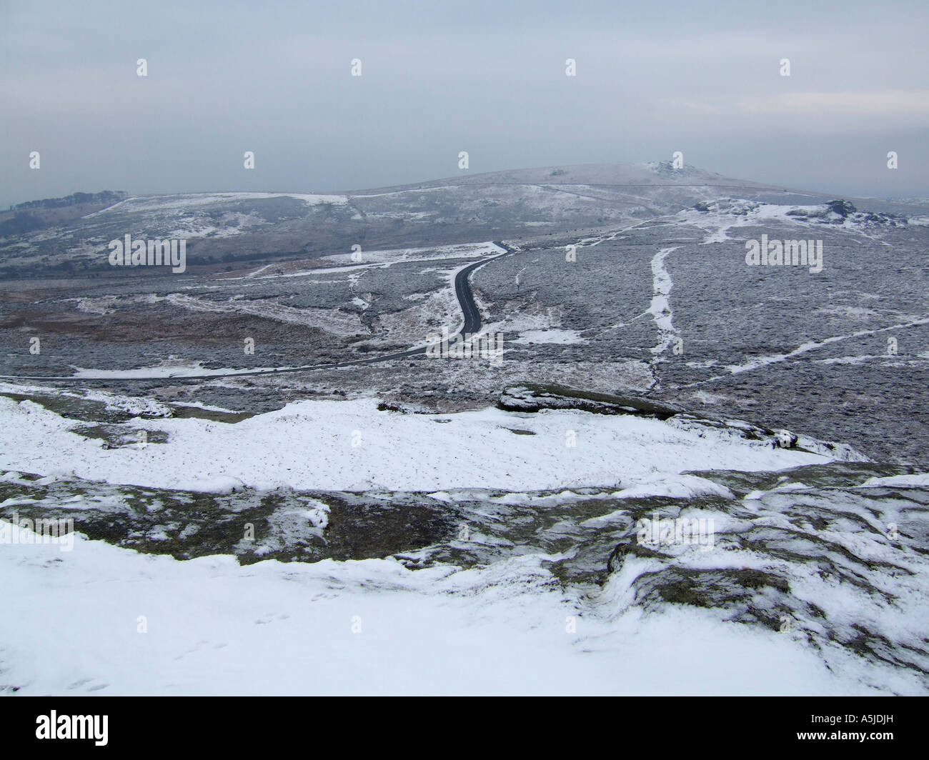 Neige sur le Dartmoor Devon UK Banque D'Images