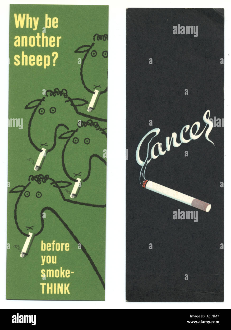 Donner loin des signets avec les fumeurs d'avertissement de santé vers 1963 Banque D'Images