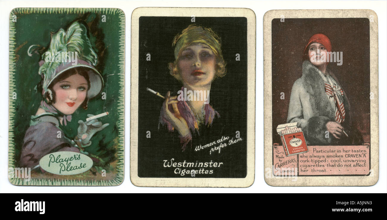 Cartes à jouer publicité des marques de cigarettes 1930-1940 Banque D'Images