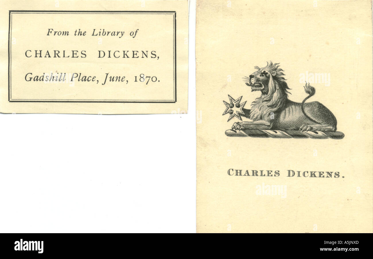 Charles Dickens 1812-1870, ex-libris et de l'étiquette Banque D'Images