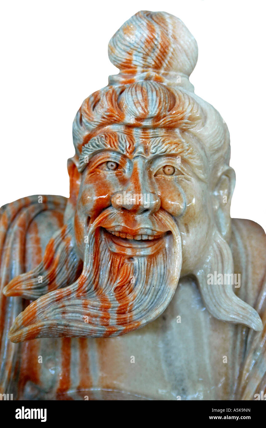 Vieil homme à barbe, sculpture en marbre, Danang, Vietnam Banque D'Images
