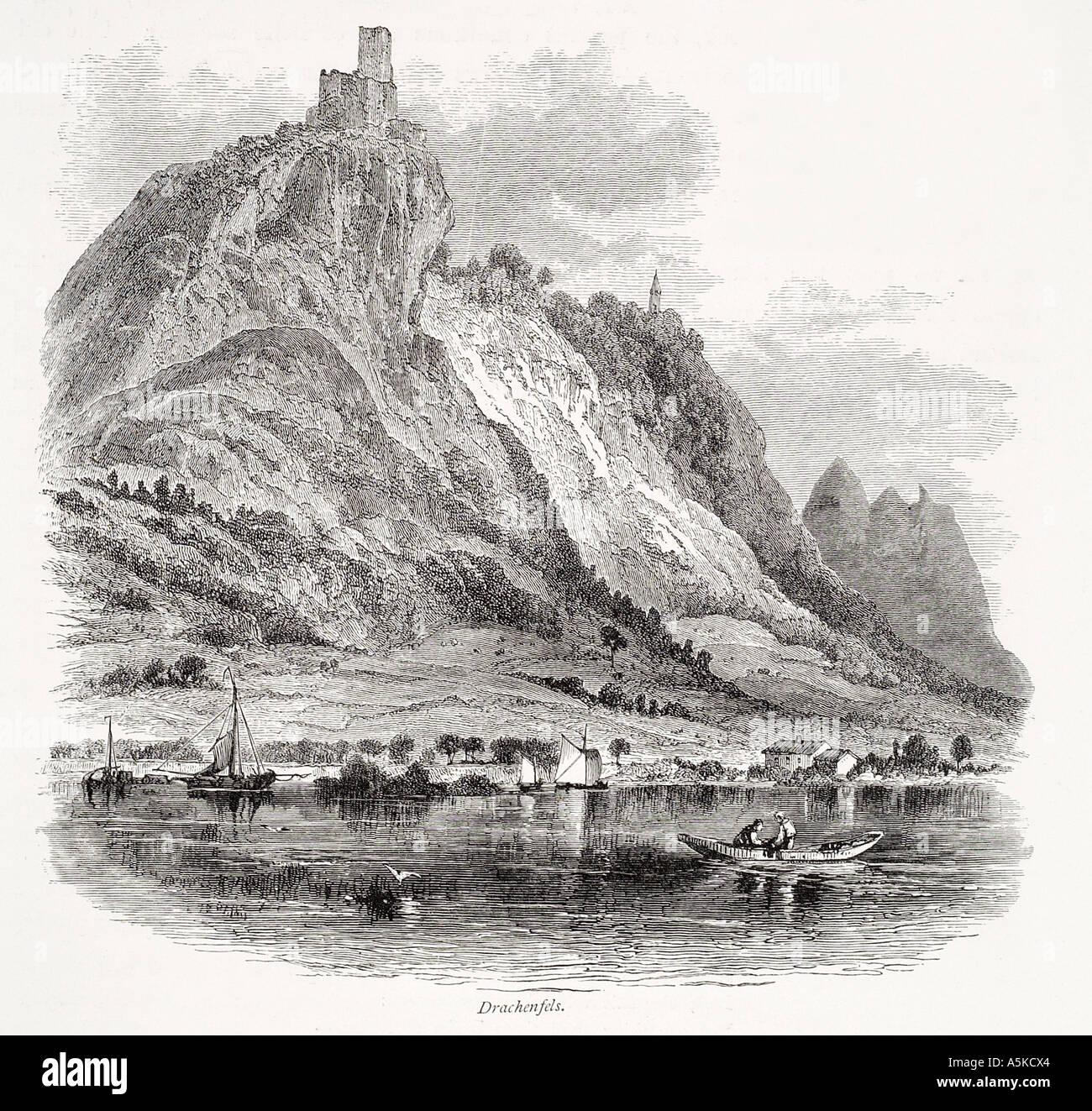 Rhin Rheinland-pfalz Allemagne Allemand Deutschland voile Koenigswinter Koenigswinter Drachenfels montagne Mehlem Bonn Banque D'Images
