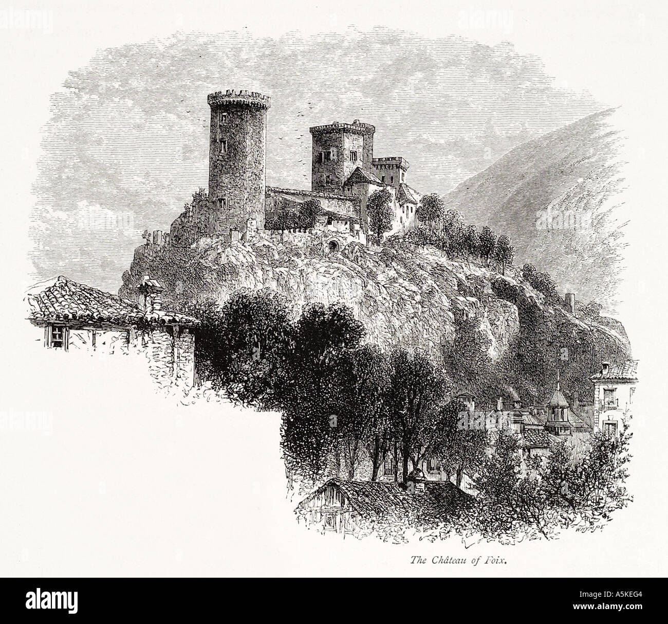 Foix chateau Comtal compte Ariège refuge forteresse bastion mountain national park Midi Pyrénées Pyrénées France colline française ca Banque D'Images
