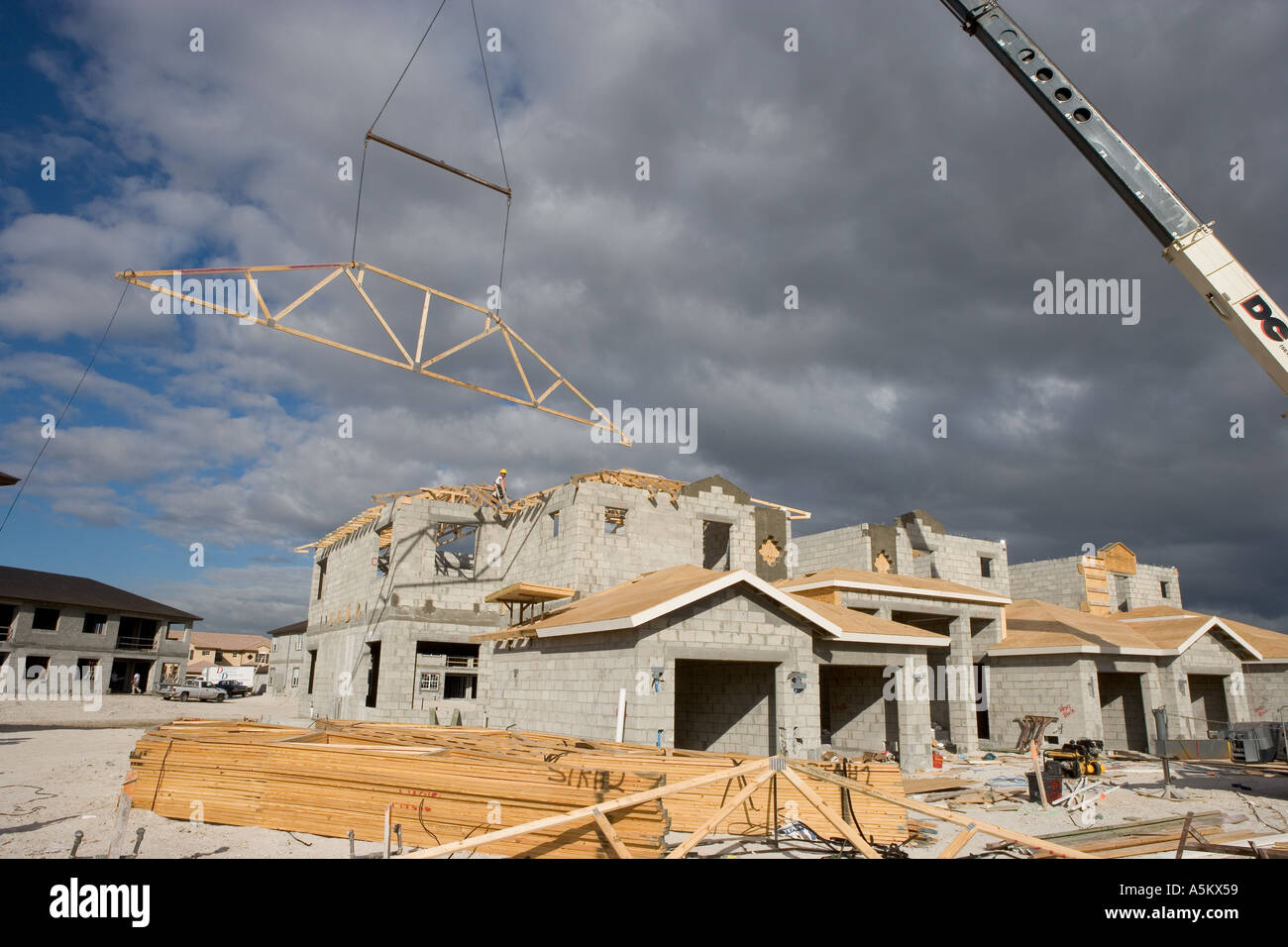 La construction de logements, l'installation en Floride USA truses de toit Banque D'Images