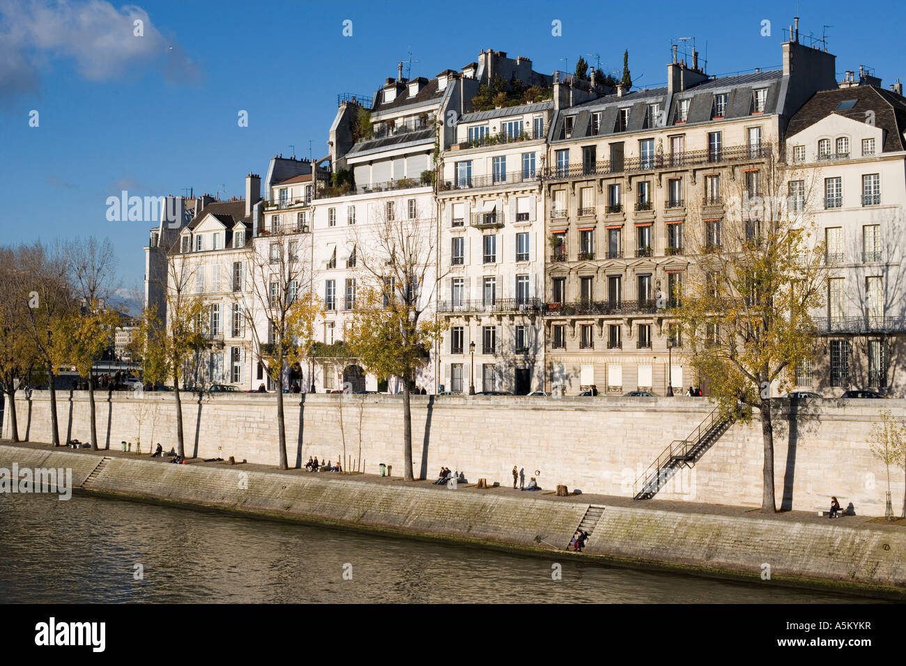 France, Paris (75), bords de Seine à la pointe de l'Ile Saint Louis Banque D'Images