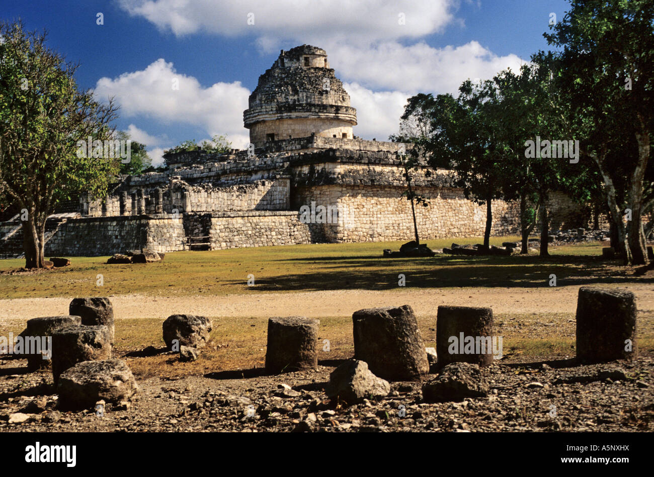 El Caracol, ruines toltèques observatoire maya à Chichen Itza, Yucatan, Mexique Banque D'Images