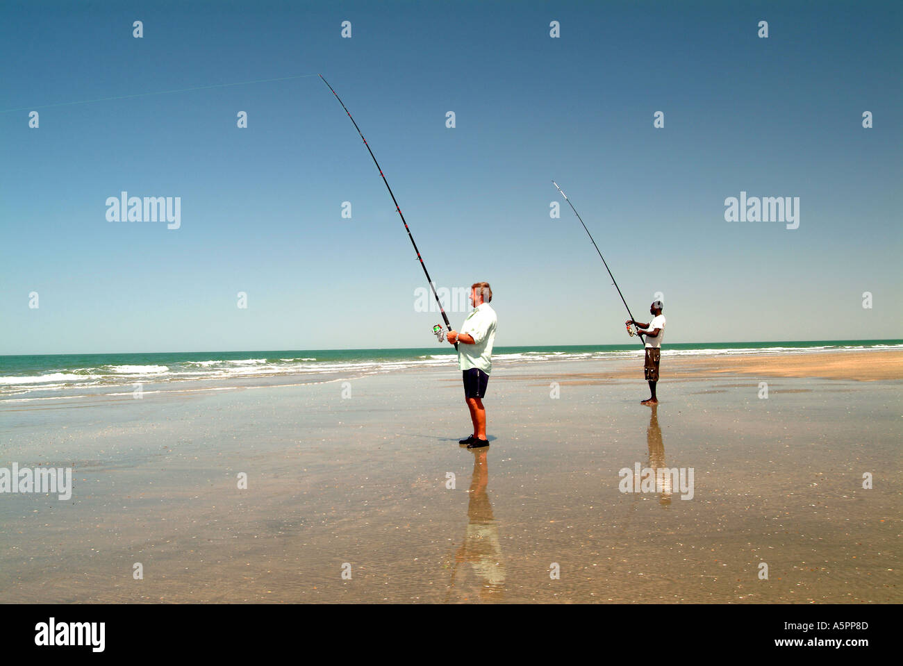 La pêche sur la plage Plage de Kololi Senagambia La Gambie Afrique de l'Ouest Banque D'Images