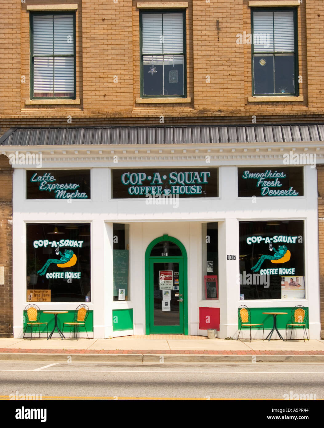 Cop un squat Coffee House Restaurant Lancaster en Caroline du Sud USA Banque D'Images