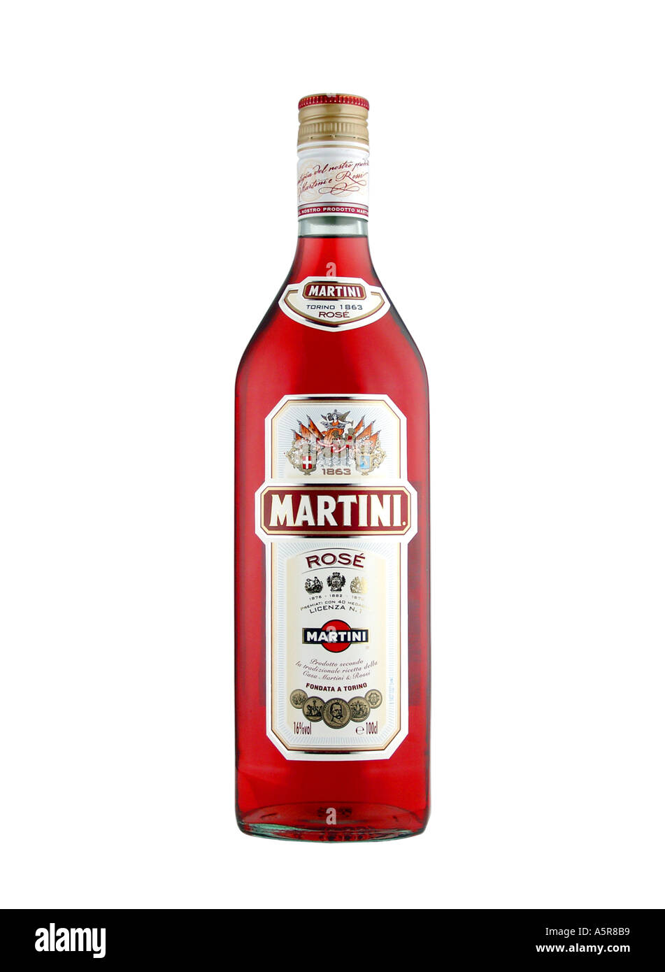 Bouteille de Martini Rose sur fond blanc Banque D'Images