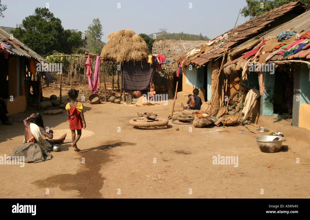 À distance et primitive ,Gadaba,village tribal dans le sud de l'Inde, l'Orissa, Koraput Banque D'Images