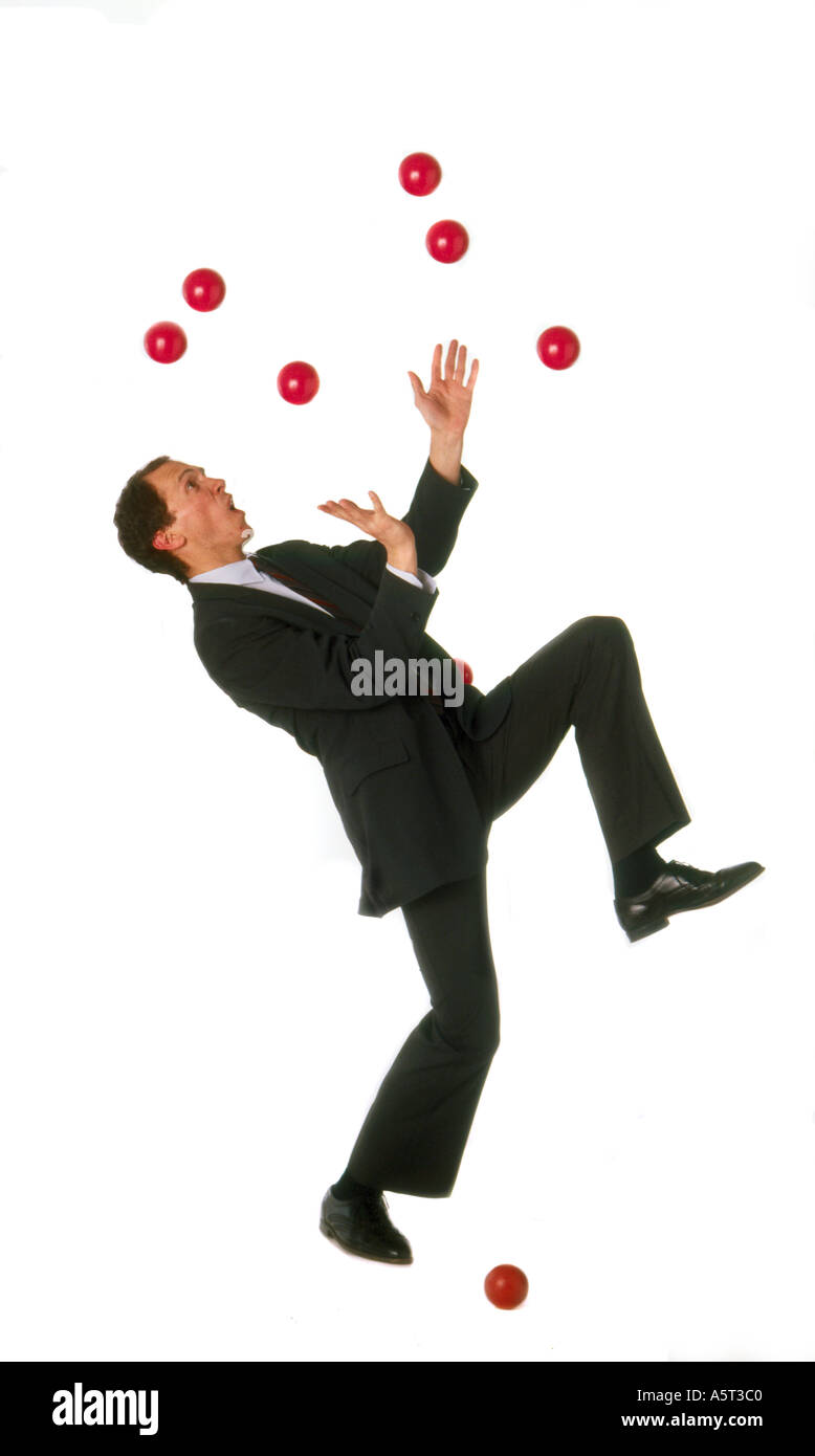 Business Man Juggling Sans Succès De Jongler Avec Plusieurs -