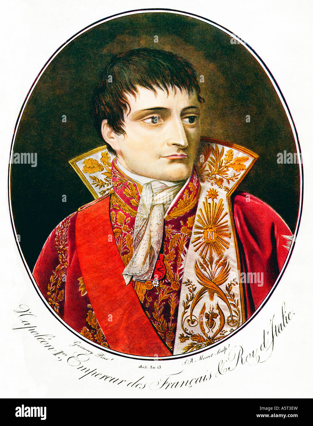 Napoléon 1er Empereur des Francais un portrait par JB Morret après Garnerey de couronnement de l'année 1805, Bonaparte Banque D'Images