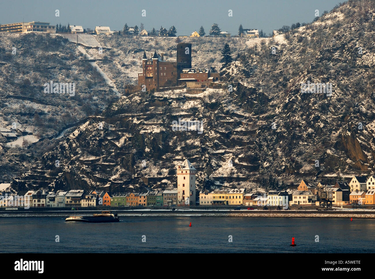 L'hiver en vallée du Rhin, Allemagne Banque D'Images