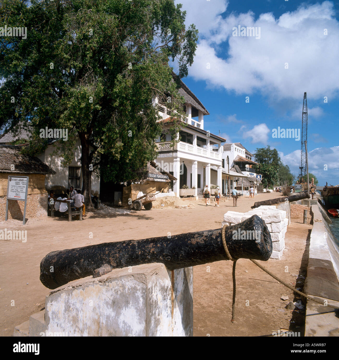 Front de mer dans la ville de Lamu, l'île de Lamu, Côte Nord, Kenya, Afrique de l'Est Banque D'Images