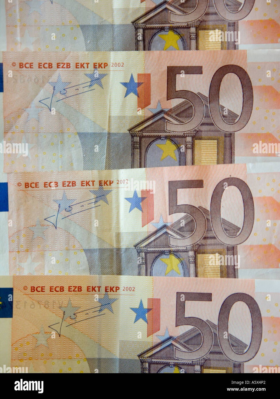 50 euros la texture des billets Banque D'Images