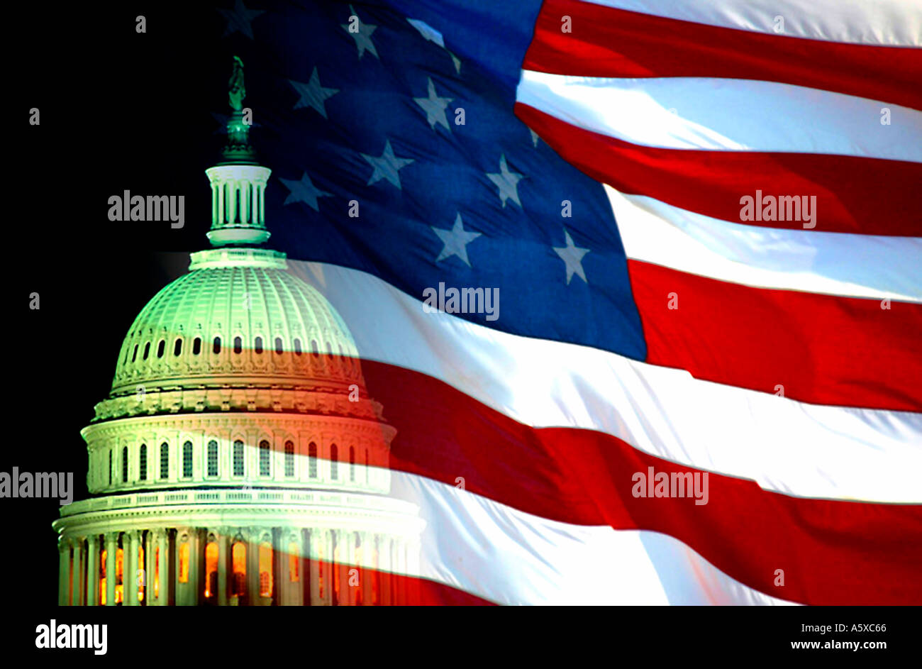 Flag drapeau américain USA Capitol symboles et icônes Pays fierté honneur Banque D'Images