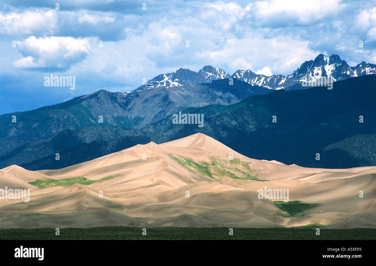 COLORADO Great Sand Dunes National Monument plus hautes dunes de sable en Amérique du Nord 700 pieds de haut montagnes Sangre de Cristo Banque D'Images