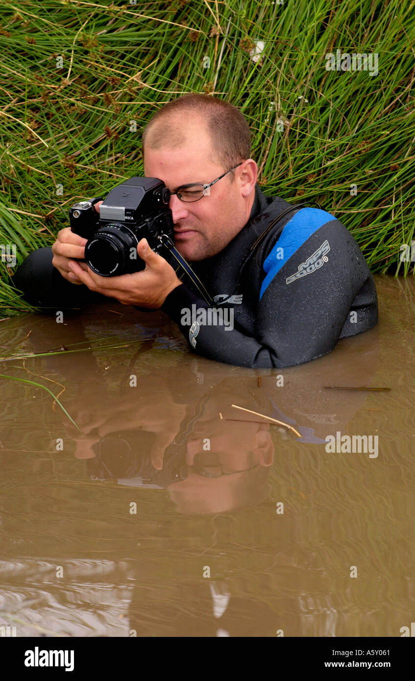La prise de vue photographe Vtt annuel Bog Snorkelling Championships à Llanwrtyd Wells Powys Pays de Galles UK Banque D'Images