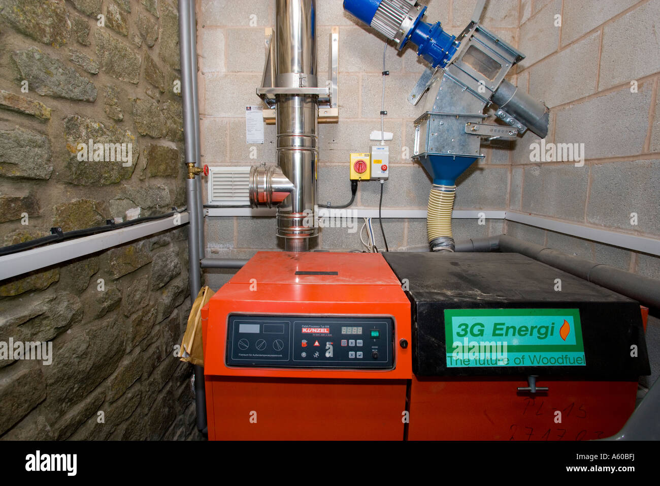 Brûleur à granulé de bois Banque D'Images