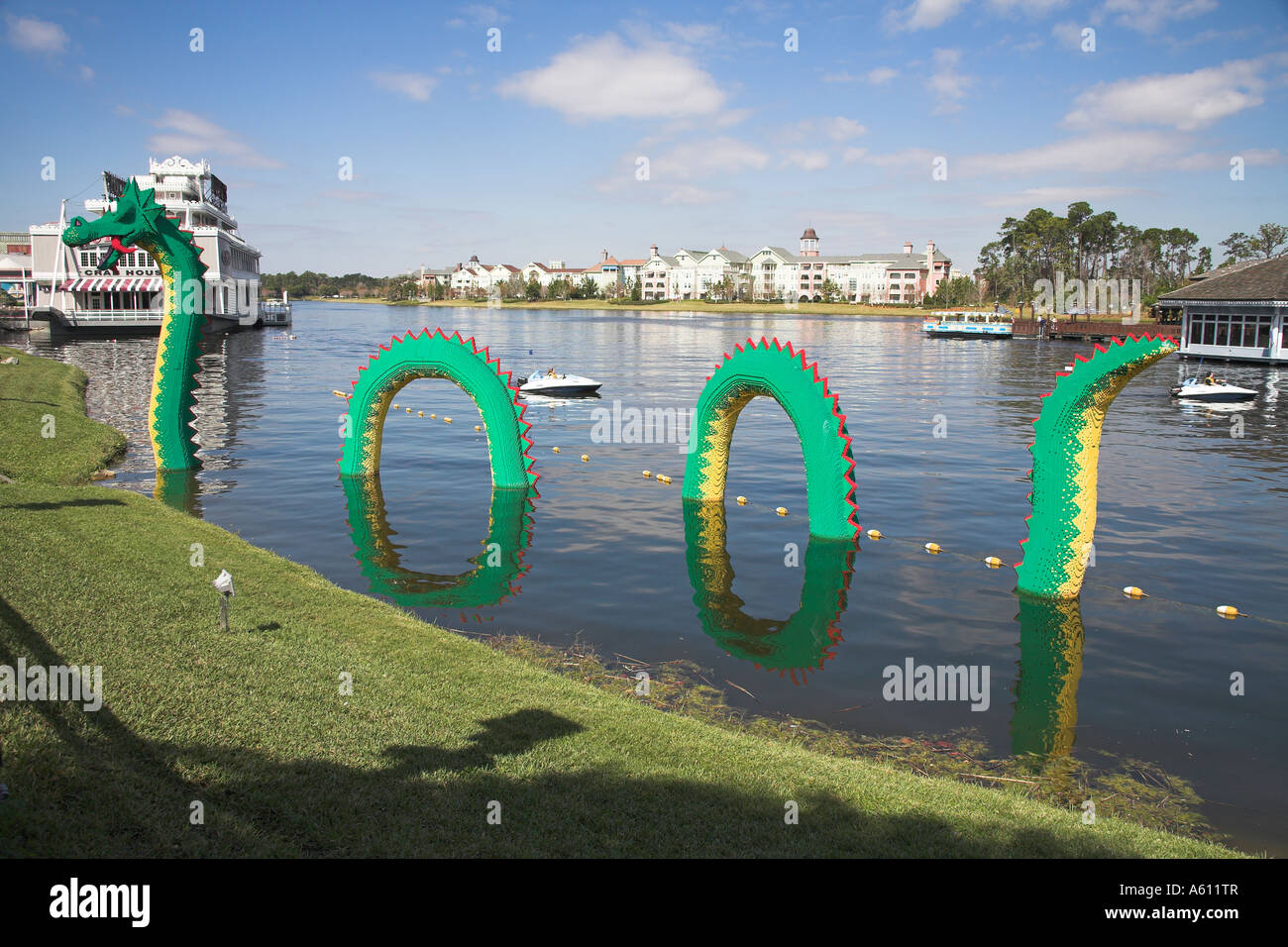 Loch Ness, faite d'éléments Lego, Downtown Disney, Orlando, Floride, USA Banque D'Images